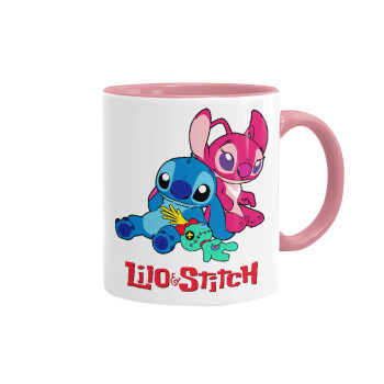 Lilo & Stitch, Κούπα χρωματιστή ροζ, κεραμική, 330ml