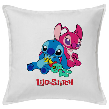 Lilo & Stitch, Μαξιλάρι καναπέ ΛΕΥΚΟ 100% βαμβάκι, περιέχεται το γέμισμα (50x50cm)