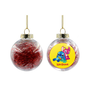 Lilo & Stitch, Transparent Christmas tree ball ornament with red filling 8cm