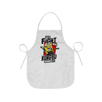 Minions Let's fight with kung fu sounds, Chef Apron Short Full Length Adult (63x75cm)