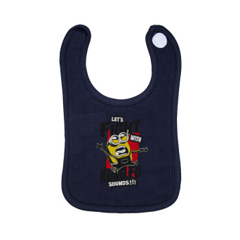 Minions Let's fight with kung fu sounds, Σαλιάρα με Σκρατς 100% Organic Cotton Μπλε (0-18 months)