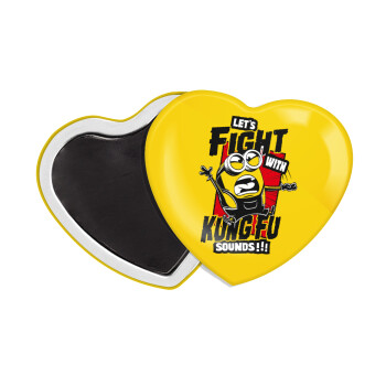 Minions Let's fight with kung fu sounds, Μαγνητάκι καρδιά (57x52mm)