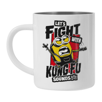 Minions Let's fight with kung fu sounds, Mug Stainless steel double wall 450ml