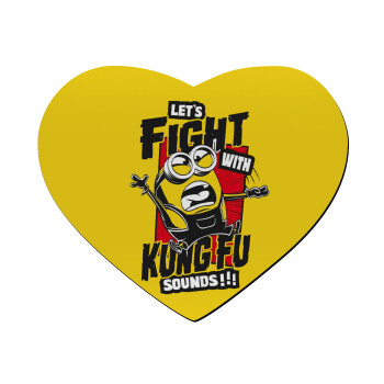 Minions Let's fight with kung fu sounds, Mousepad heart 23x20cm