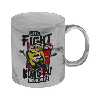 Minions Let's fight with kung fu sounds, Mug ceramic marble style, 330ml