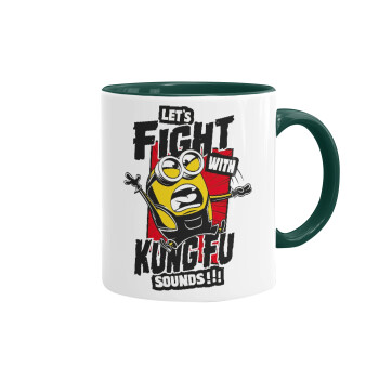 Minions Let's fight with kung fu sounds, Mug colored green, ceramic, 330ml