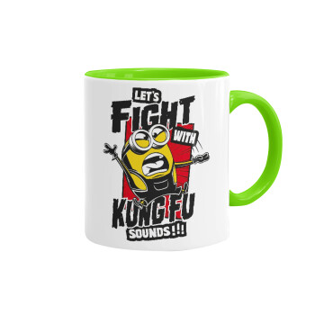 Minions Let's fight with kung fu sounds, Mug colored light green, ceramic, 330ml