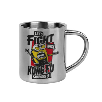 Minions Let's fight with kung fu sounds, Mug Stainless steel double wall 300ml