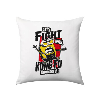 Minions Let's fight with kung fu sounds, Sofa cushion 40x40cm includes filling