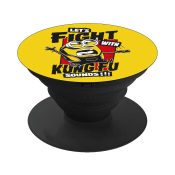 Minions Let's fight with kung fu sounds, Phone Holders Stand  Black Hand-held Mobile Phone Holder
