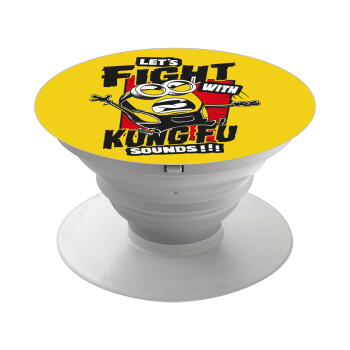 Minions Let's fight with kung fu sounds, Phone Holders Stand  White Hand-held Mobile Phone Holder