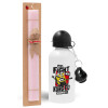 Easter Set, metallic aluminum bottle (500ml) & aromatic flat Easter candle (30cm) (PINK)