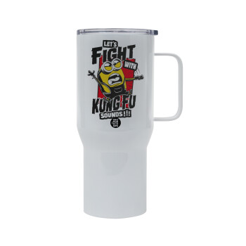 Minions Let's fight with kung fu sounds, Mega Stainless steel Tumbler with lid, double wall 750L