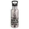 Water bottle Silver with straw, stainless steel 600ml