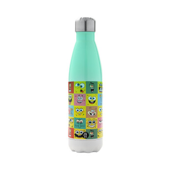 BOB spongebob and friends, Metal mug thermos Green/White (Stainless steel), double wall, 500ml