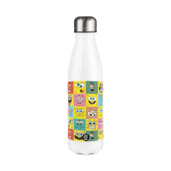 BOB spongebob and friends, Metal mug thermos White (Stainless steel), double wall, 500ml