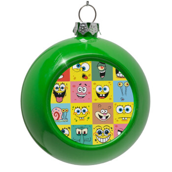 BOB spongebob and friends, Green Christmas tree ornament bauble 8cm