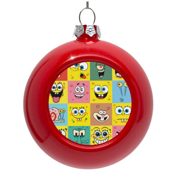 BOB spongebob and friends, Red Christmas tree ornament bauble 8cm