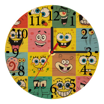 BOB spongebob and friends, Ρολόι τοίχου ξύλινο plywood (20cm)