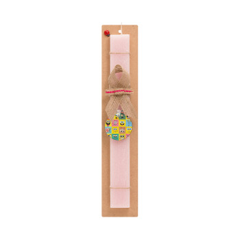 BOB spongebob and friends, Easter Set, wooden keychain & scented flat Easter candle (30cm) (PINK)