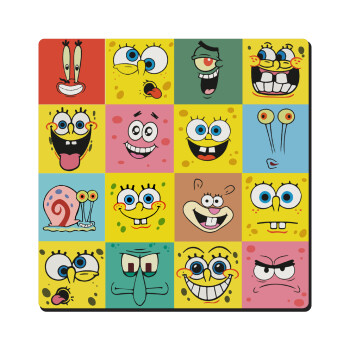 BOB spongebob and friends, Τετράγωνο μαγνητάκι ξύλινο 6x6cm