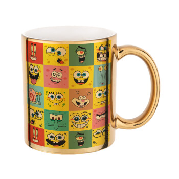 BOB spongebob and friends, Mug ceramic, gold mirror, 330ml