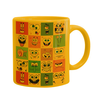 BOB spongebob and friends, Ceramic coffee mug yellow, 330ml (1pcs)