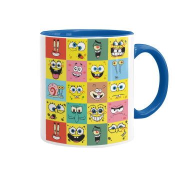 BOB spongebob and friends, Mug colored blue, ceramic, 330ml