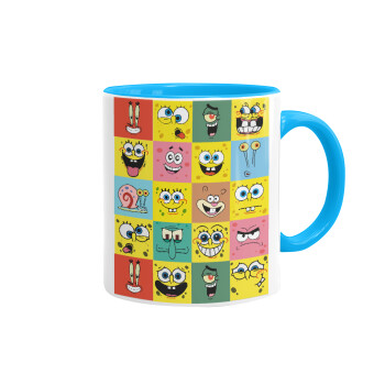 BOB spongebob and friends, Mug colored light blue, ceramic, 330ml