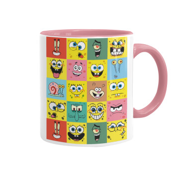 BOB spongebob and friends, Mug colored pink, ceramic, 330ml