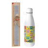 Easter Set, metallic stainless thermos bottle (500ml) & scented flat Easter candle (30cm) (GRAY)