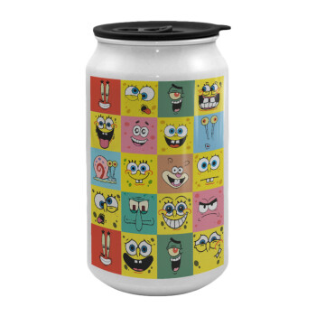BOB spongebob and friends, Κούπα ταξιδιού μεταλλική με καπάκι (tin-can) 500ml