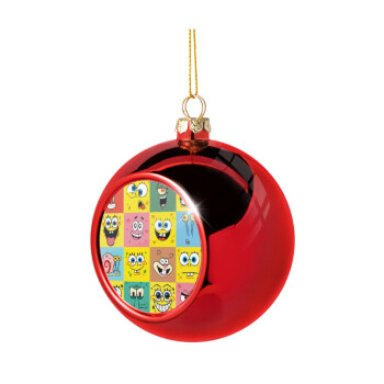 BOB spongebob and friends, Χριστουγεννιάτικη μπάλα δένδρου Κόκκινη 8cm