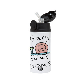 Gary come home, Children's hot water bottle, stainless steel, with safety straw, Black (360ml) BPA-FREE