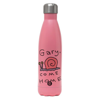 Gary come home, Μεταλλικό παγούρι θερμός Ροζ Ματ (Stainless steel), διπλού τοιχώματος, 500ml