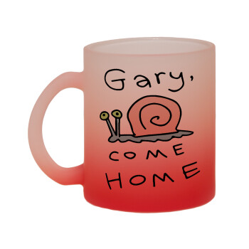 Gary come home, Κούπα γυάλινη δίχρωμη με βάση το κόκκινο ματ, 330ml