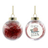 Transparent Christmas tree ball ornament with red filling 8cm