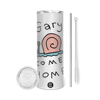 Gary come home, Eco friendly ποτήρι θερμό (tumbler) από ανοξείδωτο ατσάλι 600ml, με μεταλλικό καλαμάκι & βούρτσα καθαρισμού