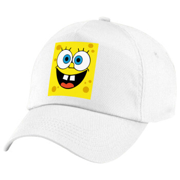 BOB, Children's Baseball Cap, 100% Cotton Twill, White (COTTON, CHILDREN'S, UNISEX, ONE SIZE)