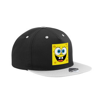 BOB, Adult Flat Snapback Hat Black/Grey, (100% COTTON TWILL, ADULT, UNISEX, ONE SIZE)