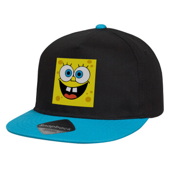 BOB, Καπέλο παιδικό Flat Snapback, Μαύρο/Μπλε (100% ΒΑΜΒΑΚΕΡΟ, ΠΑΙΔΙΚΟ, UNISEX, ONE SIZE)