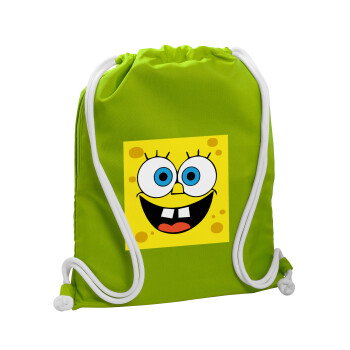 BOB, Backpack bag GYMBAG LIME GREEN, with pocket (40x48cm) & thick cords