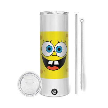 BOB, Eco friendly stainless steel tumbler 600ml, with metal straw & cleaning brush