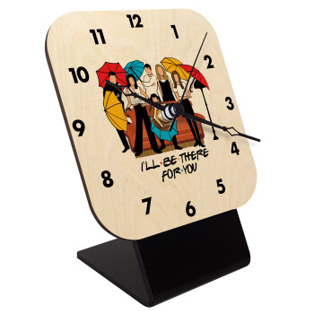 Friends cover, Επιτραπέζιο ρολόι σε φυσικό ξύλο (10cm)