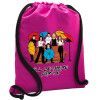 Backpack pouch GYMBAG Fuchsia, with pocket (40x48cm) & thick cords