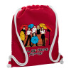 Backpack pouch GYMBAG Red, with pocket (40x48cm) & thick cords