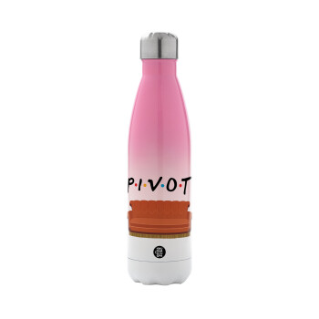 Friends Pivot, Metal mug thermos Pink/White (Stainless steel), double wall, 500ml
