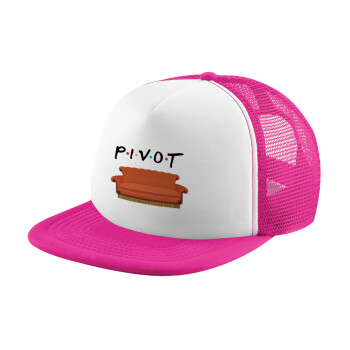 Friends Pivot, Καπέλο παιδικό Soft Trucker με Δίχτυ ΡΟΖ/ΛΕΥΚΟ (POLYESTER, ΠΑΙΔΙΚΟ, ONE SIZE)