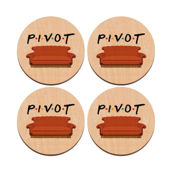 Friends Pivot, ΣΕΤ x4 Σουβέρ ξύλινα στρογγυλά plywood (9cm)