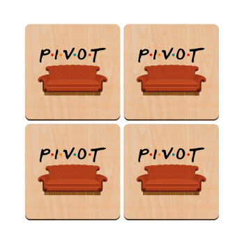 Friends Pivot, ΣΕΤ x4 Σουβέρ ξύλινα τετράγωνα plywood (9cm)